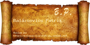 Balázsovics Patrik névjegykártya