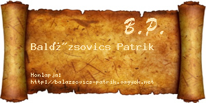 Balázsovics Patrik névjegykártya